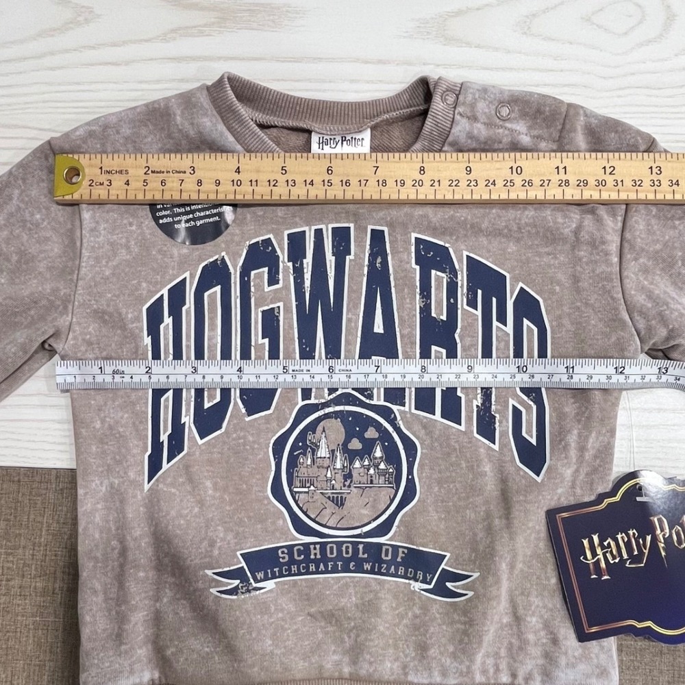 Harry Potter Sweatshirt Jogger Set Kids 24M Brown Hogwarts Acid Wash 2pc Outfit - Picture 12 of 16